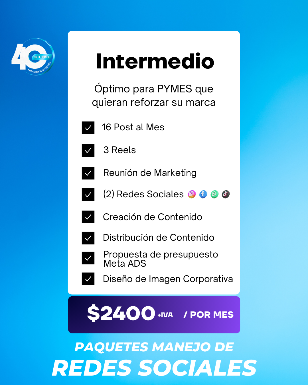 Paquete Intermedio (Manejo de Redes Sociales).